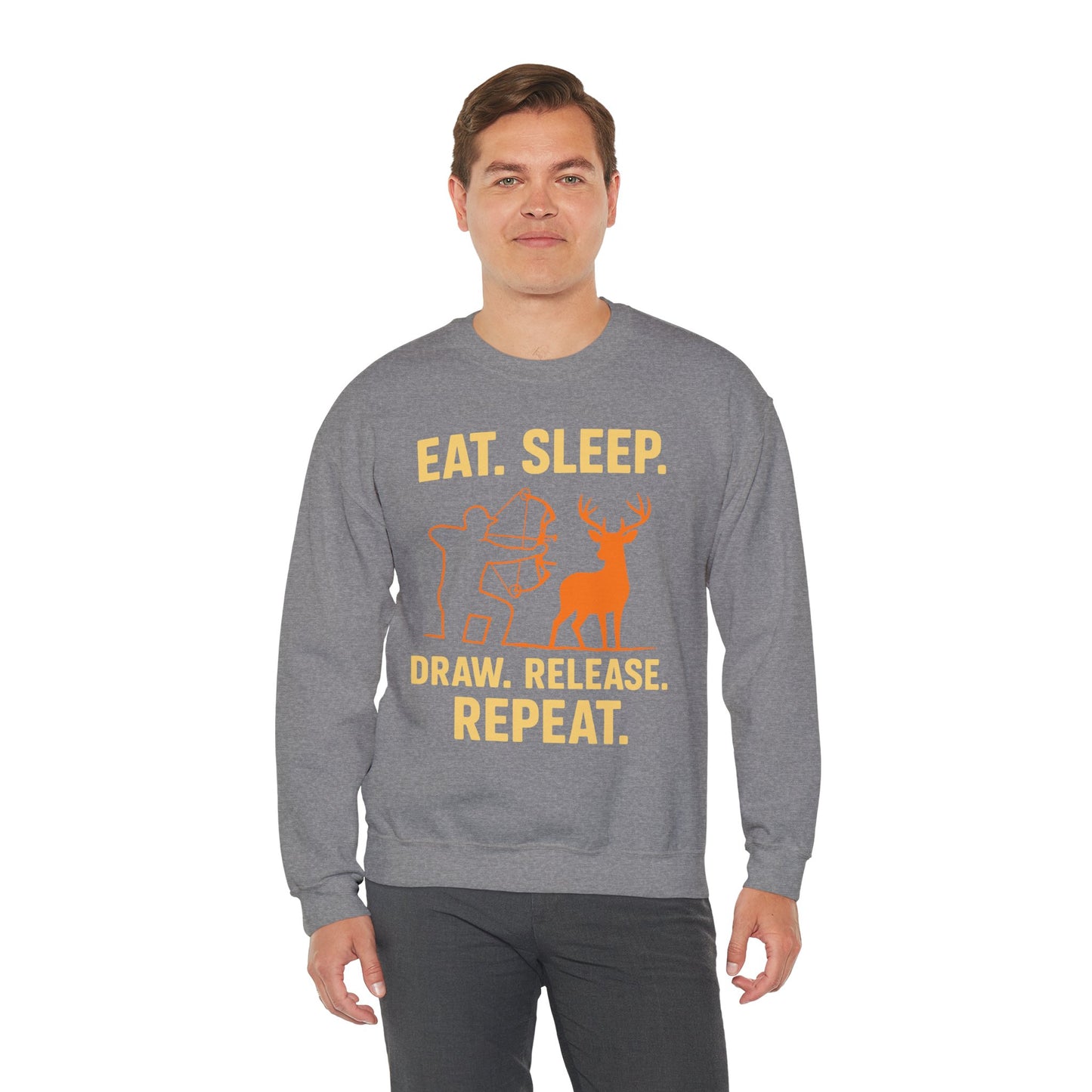 Eat Sleep Draw Release Repeat Unisex Sweatshirt | Perfect Gift for Hunters, Outdoor Enthusiasts, Archery Lovers, Casual Comfort