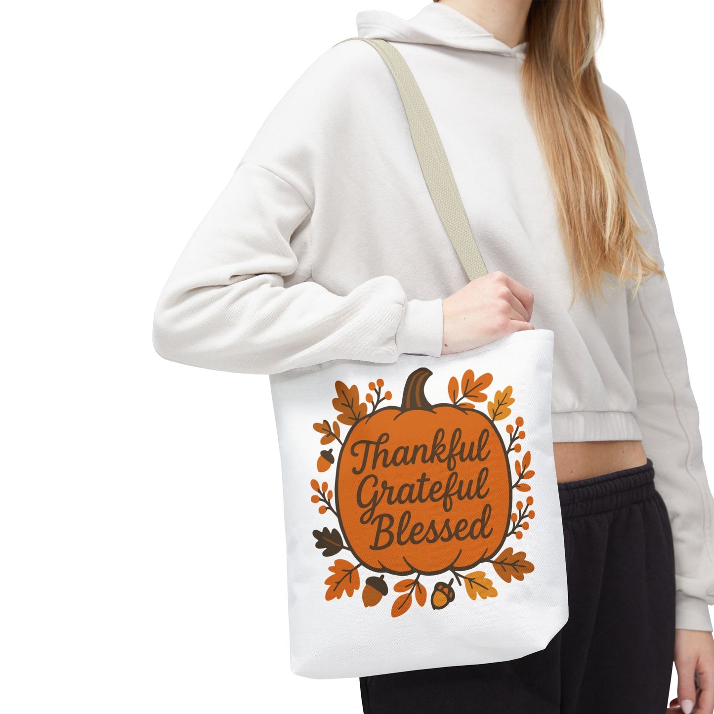 Thankful Grateful Blessed Tote Bag | Autumn Carryall, Fall Shopping Bag, Gift for Thanksgiving, Eco-Friendly Tote, Seasonal Accessory