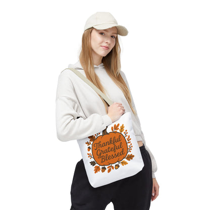 Thankful Grateful Blessed Tote Bag | Autumn Carryall, Fall Shopping Bag, Gift for Thanksgiving, Eco-Friendly Tote, Seasonal Accessory