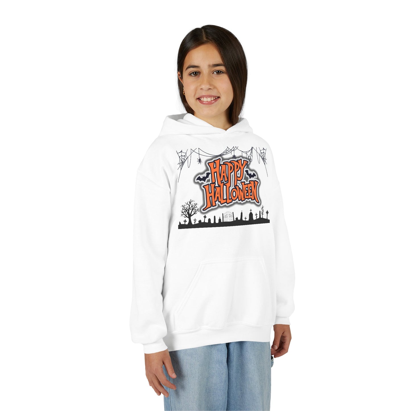 Halloween Youth Hoodie, Cozy Sweatshirt for Kids, Fun Fall Apparel, Spooky Season Hoodie, Trick or Treat Gift