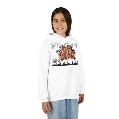 Halloween Youth Hoodie, Cozy Sweatshirt for Kids, Fun Fall Apparel, Spooky Season Hoodie, Trick or Treat Gift