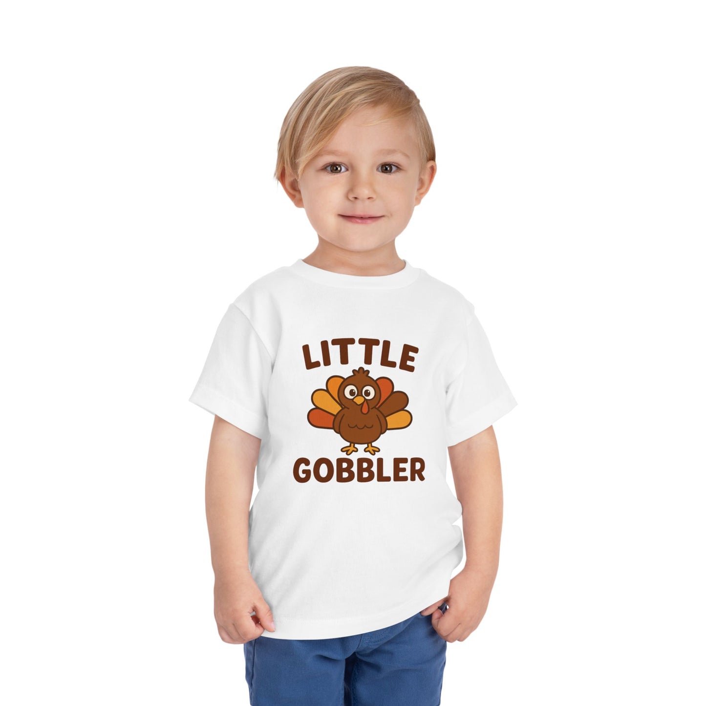 Little Gobbler Toddler Unisex T-Shirt | Thanksgiving Tee, Cute Turkey T-Shirt for Kids, Fall Family Celebration Wear