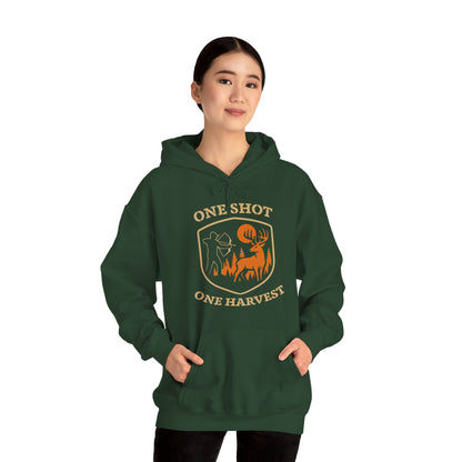 One Shot One Harvest Unisex Hoodie | Hunting Mood Hooded Sweatshirt, Gift for Outdoor Enthusiasts, Cozy Hoodie for Fall Adventures