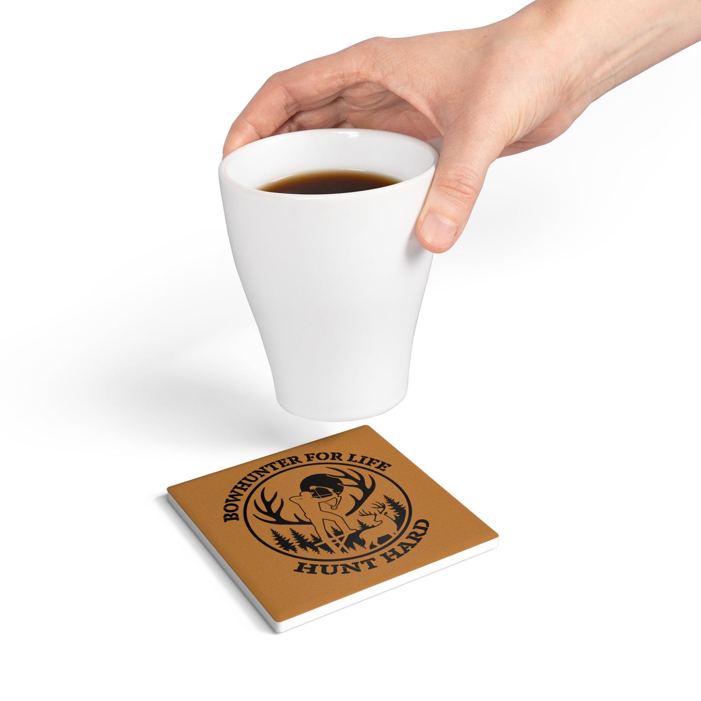 Bowhunter Ceramic Coaster, Rustic Home Decor, Hunting Gift, Nature Lovers, Unique Drinkware, Wildlife Enthusiast