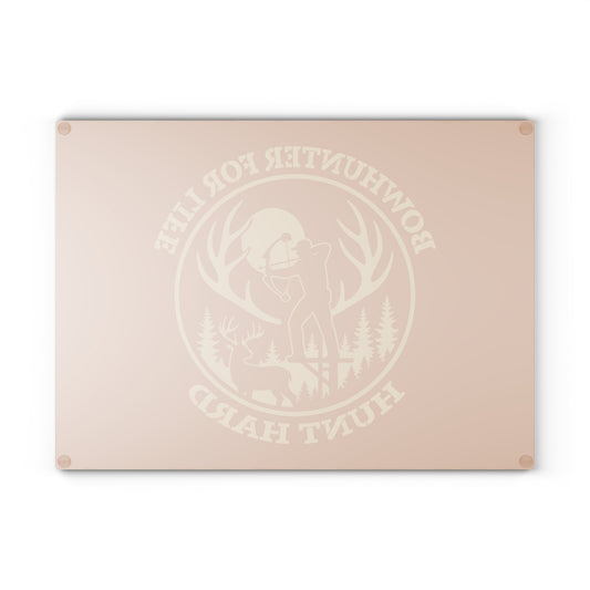 Bowhunter for Life Glass Cutting Board | Unique Kitchen Gift, Outdoor Enthusiasts, Rustic Decor, Personalized Cooking