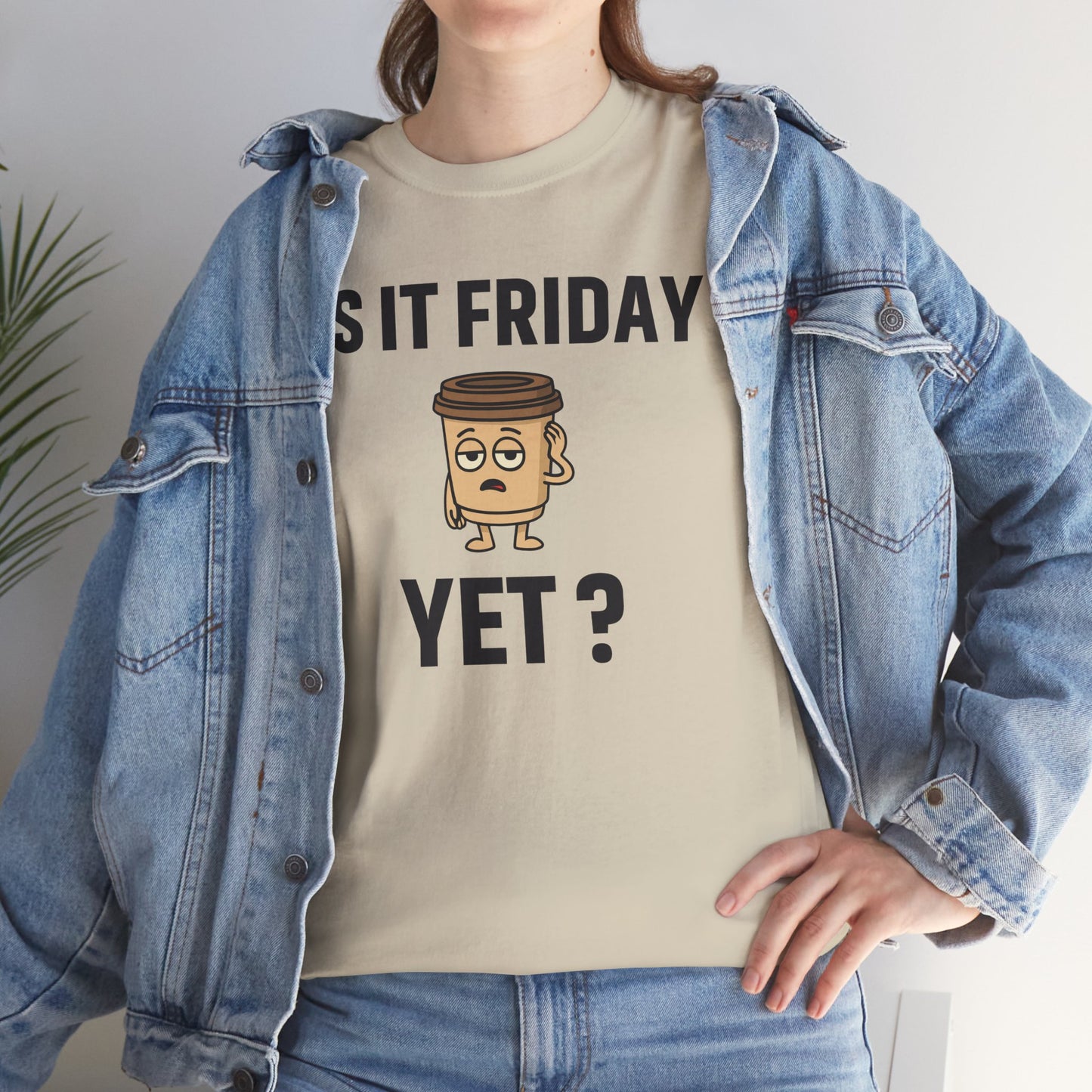 Coffee Cup Guy Is It Friday Yet? Unisex T-Shirt | Office Jokes, Humorous Work Wear, Great for Coworker Gifts