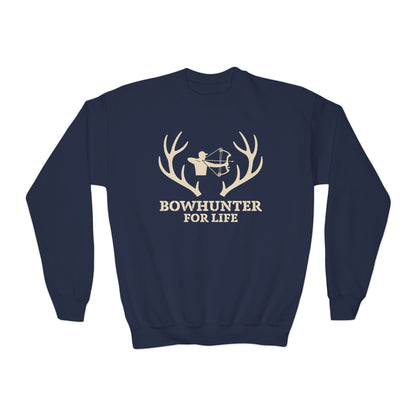 Bowhunter for Life Youth Crewneck Sweatshirt, Hunting Gift, Kids Sweatshirt, Outdoor Apparel, Archery Design, Youth Hoodie