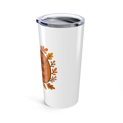 Thankful Grateful Blessed Pumpkin Tumbler - 20oz Travel Mug for Autumn, Thanksgiving Gift, Fall Decor, Holiday Beverage Cup