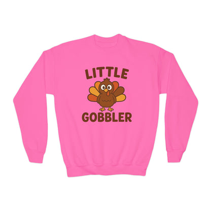 Little Gobbler Youth Unisex Sweatshirt | Great for Thanksgiving, Cute Holiday Gift for Kids, Thanksgiving Sweater, Kids Fall Fashion