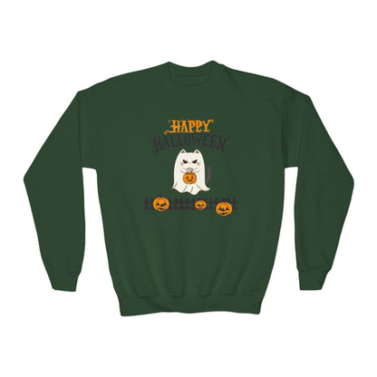 Happy Halloween Youth Sweatshirt, Cozy Kids Crewneck for Halloween, Pumpkin Design, Fall Fashion, Trick or Treat, Children's Sweater