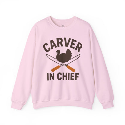 Carver In Chief Unisex Sweatshirt | Funny Thanksgiving Gift, Crewneck, Holiday Apparel, Family Gathering Outfit