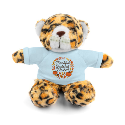 Stuffed Animals with Thankful, Grateful, Blessed Custom Printed Tee