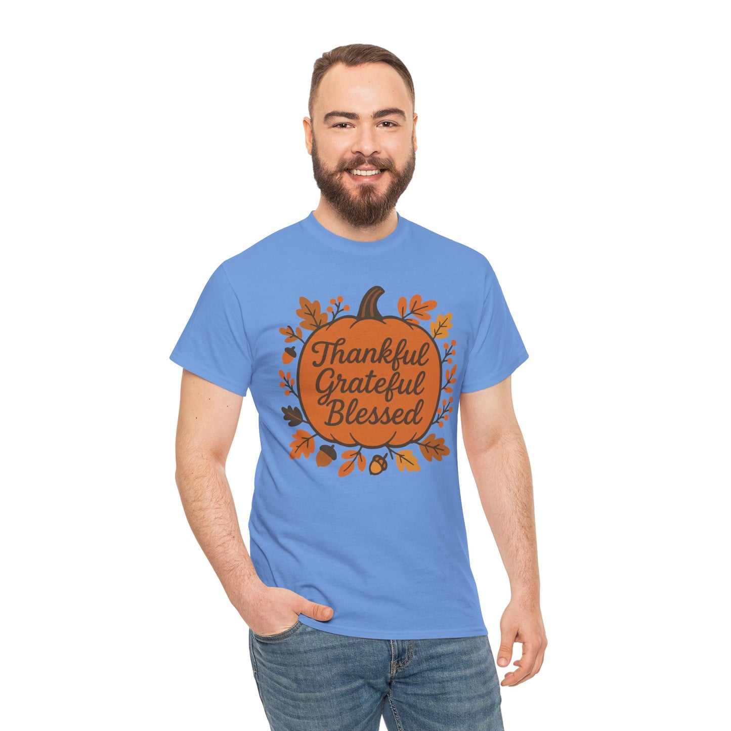 Thankful Grateful Blessed Unisex T-Shirt | Fall Shirt, Autumn Apparel, Thanksgiving Gift, Cozy Casual Wear