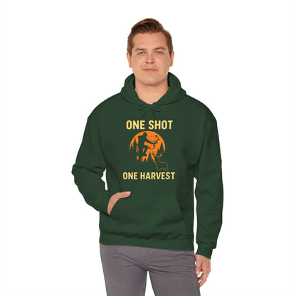 Hunting Theme Unisex Hoodie, One Shot One Harvest, Fall Apparel, Outdoor Gear, Gift for Hunters, Cozy Hoodie