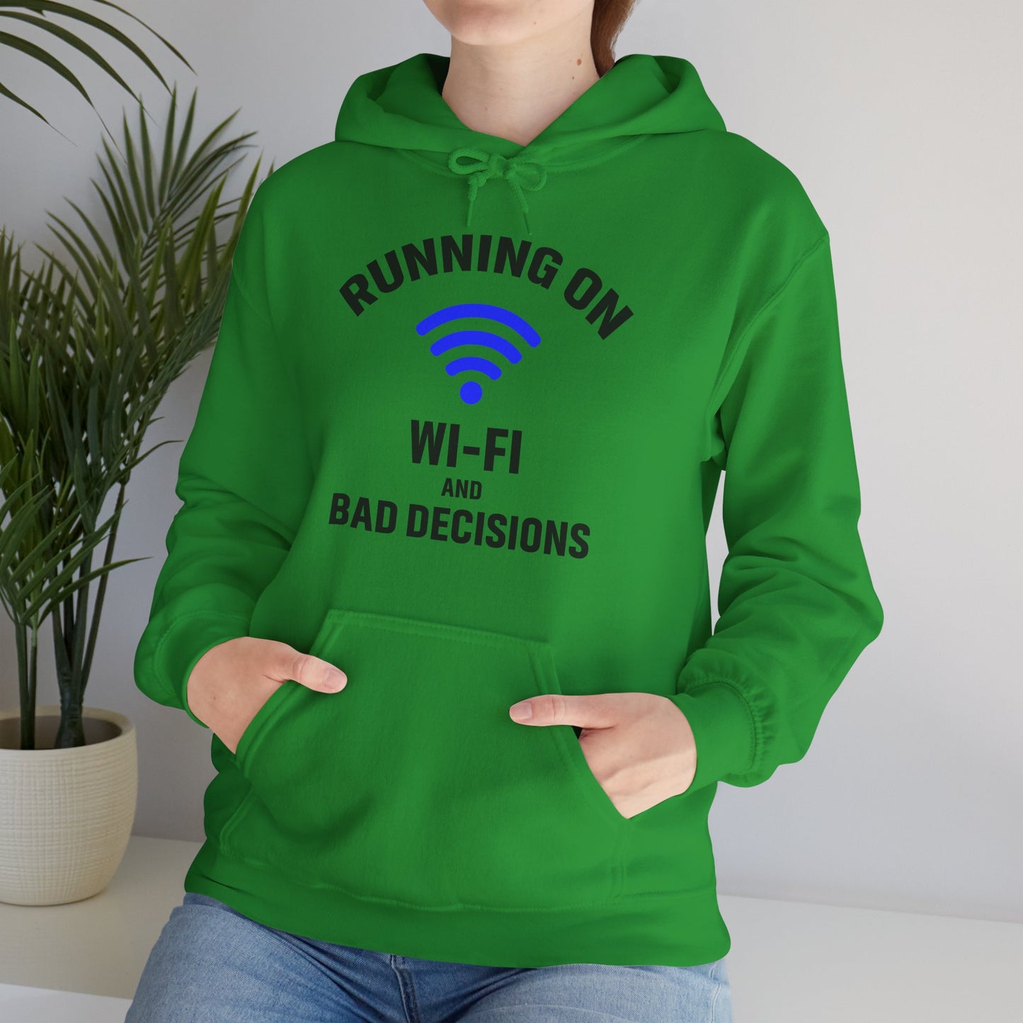 Running On Wi-Fi And Bad Decisions Unisex Hoodie | Fun Sweatshirt for Tech Lovers, Gift for College Students, Tech Humor Gift