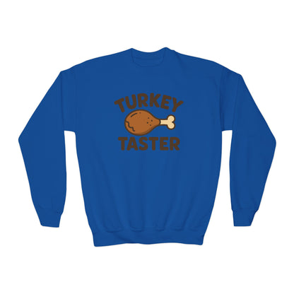 Turkey Taster Youth Crewneck Sweatshirt, Thanksgiving Gift, Kids Sweatshirt, Fall Apparel, Family Dinner Outfit, Turkey Lover Shirt