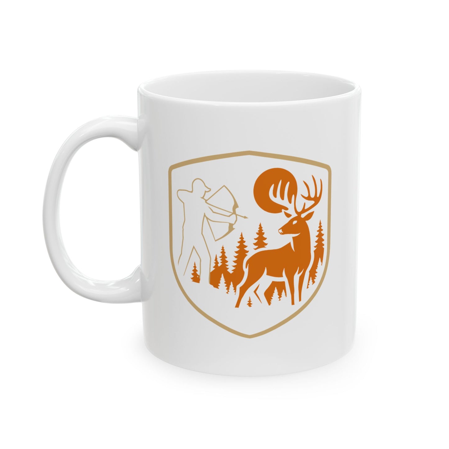 Hunting Ceramic Mug, Bow Hunter Gift, Outdoor Lover Coffee Cup, Rustic Home Decor, Camper Mug, Personalized Hunting Gear