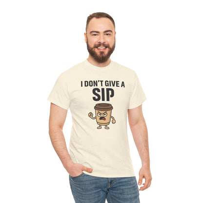 Coffee Cup Guy I Don't Give a Sip Unisex T-Shirt | Gift for Coffee Lovers, Humorous T-Shirt, Casual Office Wear