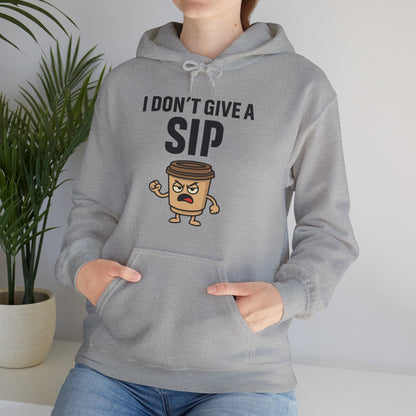 Coffee Cup Guy I Don't Give A Sip Unisex Hoodie | Coffee Attitude, Funny Sweatshirt, Perfect for Coffee Lovers, Humorous Apparel