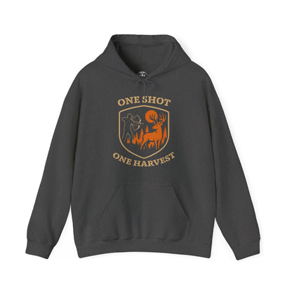 One Shot One Harvest Unisex Hoodie | Hunting Mood Hooded Sweatshirt, Gift for Outdoor Enthusiasts, Cozy Hoodie for Fall Adventures