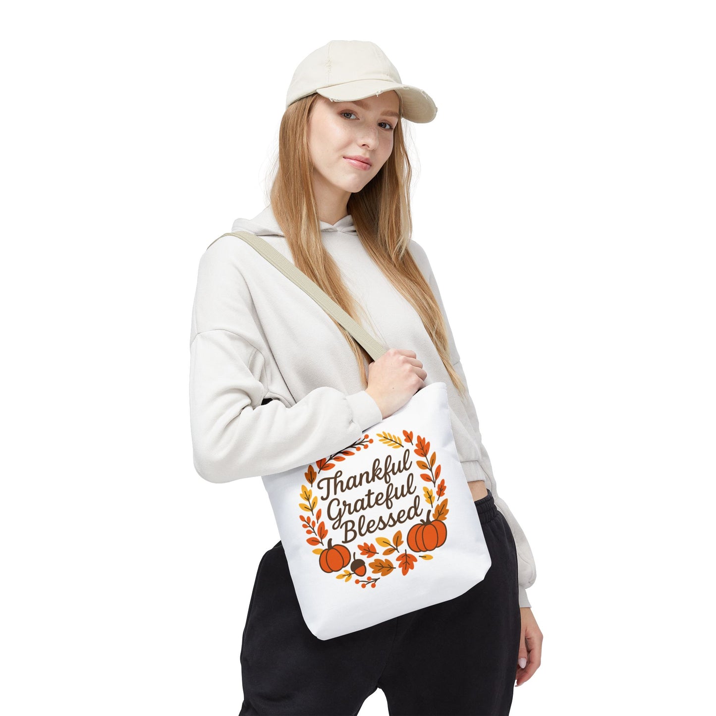 Thankful Grateful Blessed Autumn Tote Bag, Fall Shopping Bag, Gift for Thanksgiving, Eco-Friendly Bag, Harvest Decor