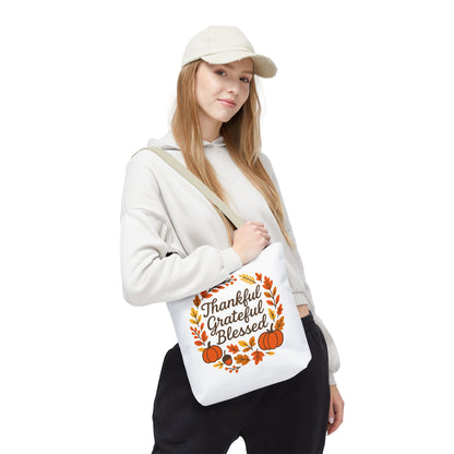 Thankful Grateful Blessed Autumn Tote Bag, Fall Shopping Bag, Gift for Thanksgiving, Eco-Friendly Bag, Harvest Decor
