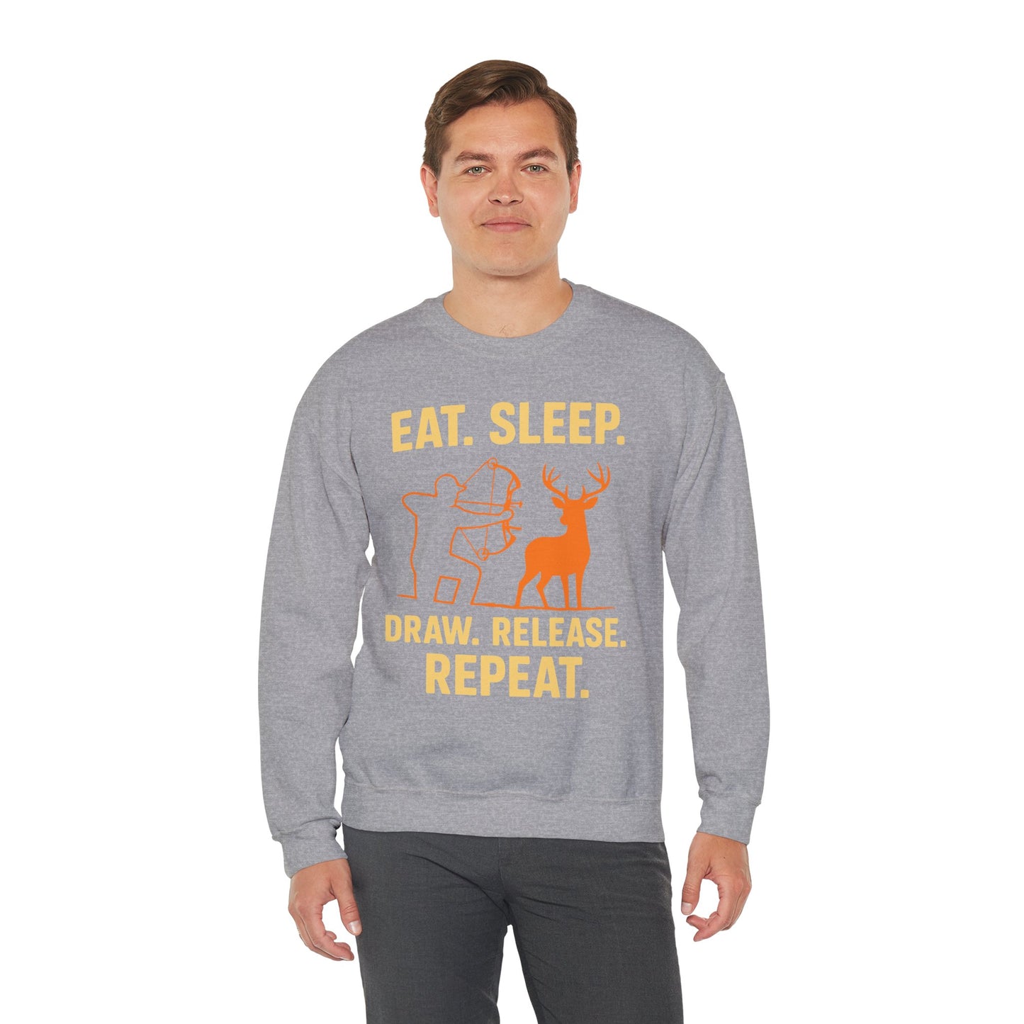 Eat Sleep Draw Release Repeat Unisex Sweatshirt | Perfect Gift for Hunters, Outdoor Enthusiasts, Archery Lovers, Casual Comfort
