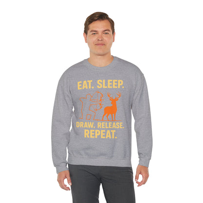 Eat Sleep Draw Release Repeat Unisex Sweatshirt | Perfect Gift for Hunters, Outdoor Enthusiasts, Archery Lovers, Casual Comfort