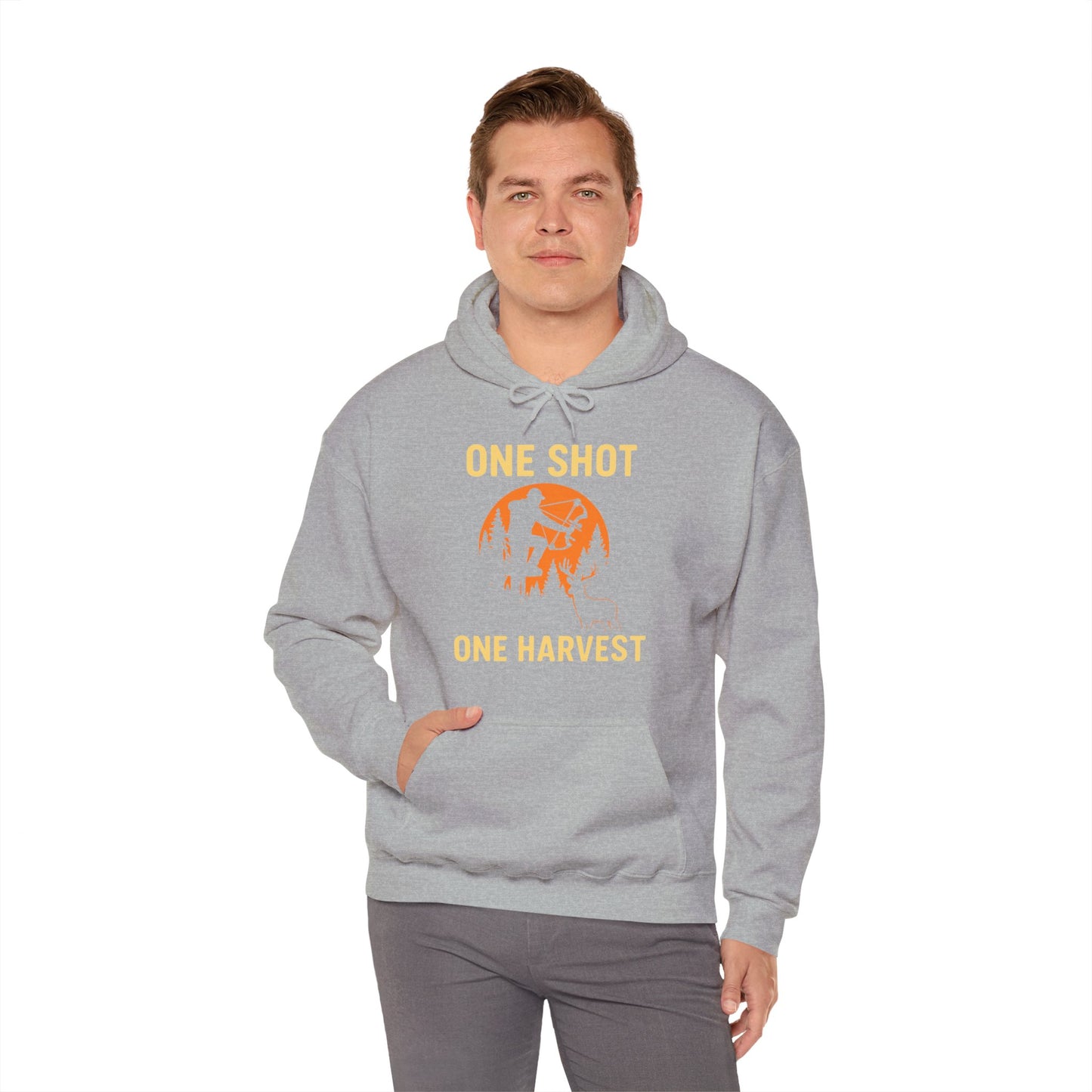 One Shot One Harvest Unisex Hoodie | Fall Apparel, Outdoor Gear, Gift for Hunters, Cozy Hoodie