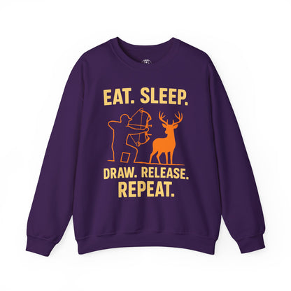 Eat Sleep Draw Release Repeat Unisex Sweatshirt | Perfect Gift for Hunters, Outdoor Enthusiasts, Archery Lovers, Casual Comfort