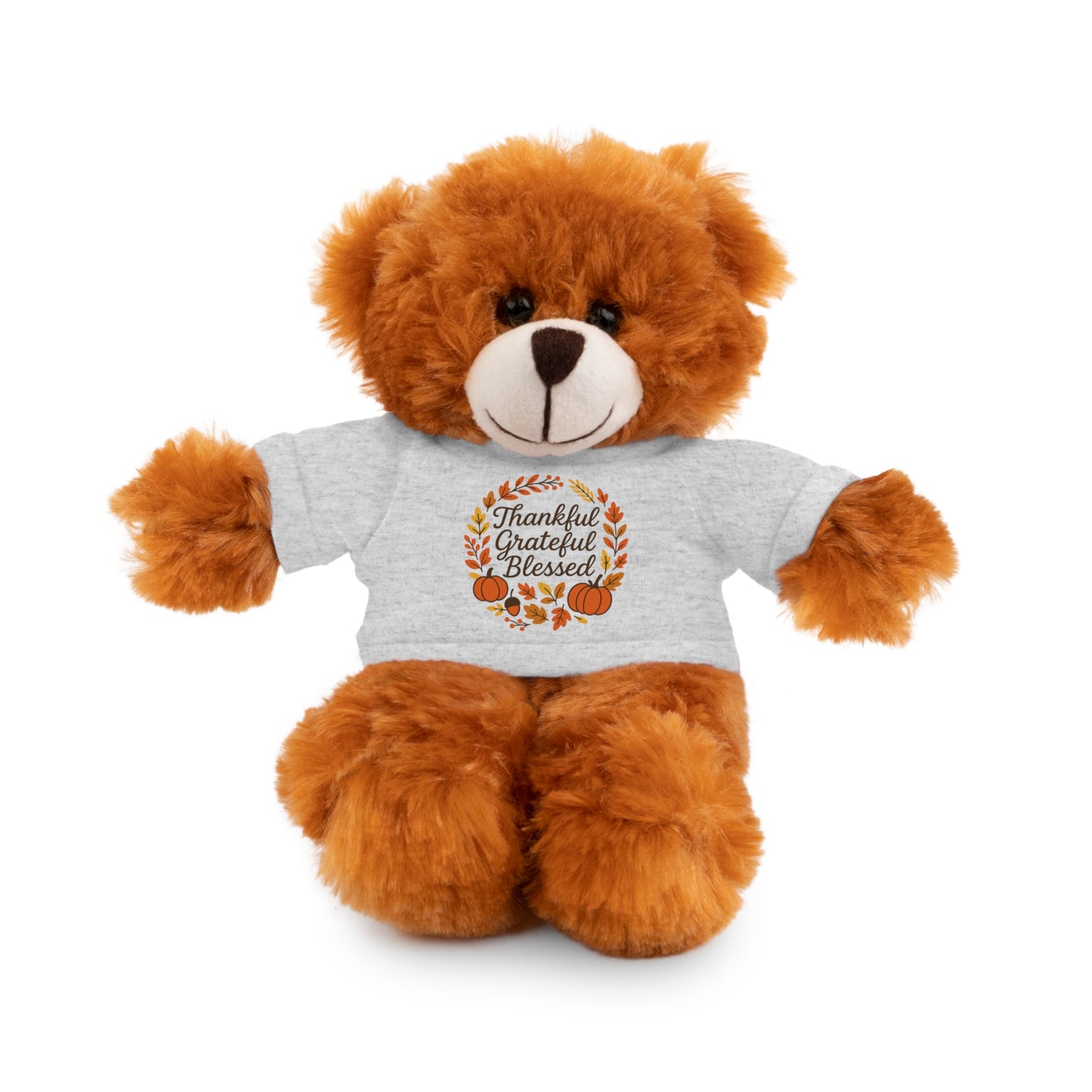 Stuffed Animals with Thankful, Grateful, Blessed Custom Printed Tee
