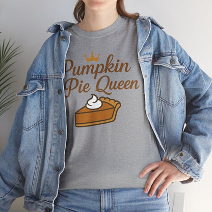 Pumpkin Pie Queen Tee, Funny T-Shirt, Thanksgiving Gift, Fall Apparel, Sweet Treat Lover Shirt, Unisex Cotton Tee