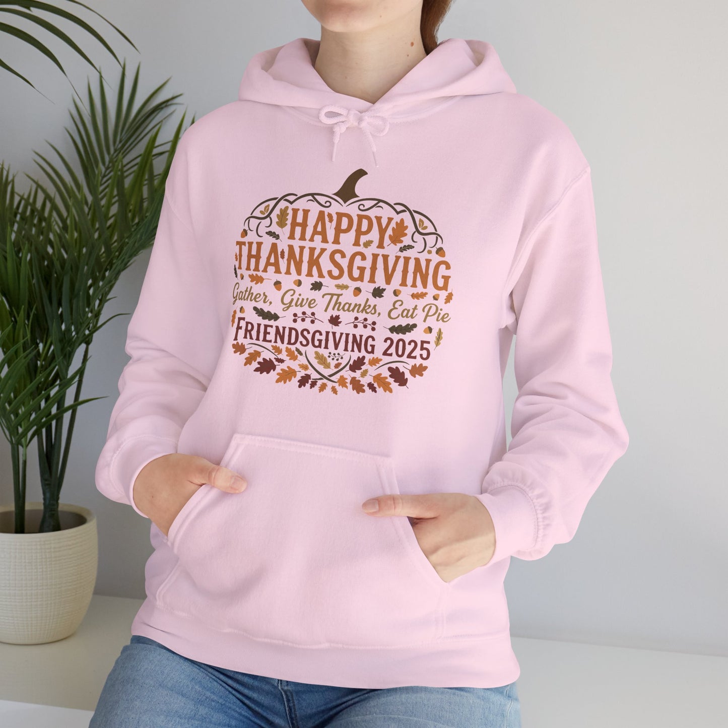 Happy Thanksgiving Friendsgiving 2025 Unisex Hoodie | Cozy Fall Sweatshirt, Autumn Gift, Family Gathering Apparel