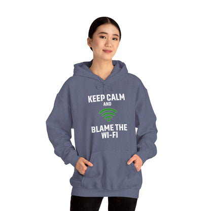 Keep Calm Blame the Wi-Fi Hoodie | Comfortable Unisex Hoodie for Internet Lovers, Gift for Tech Enthusiasts, Office Gift