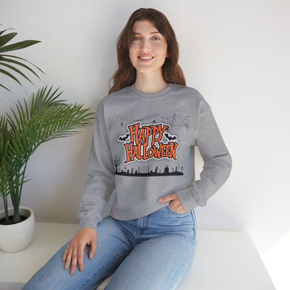 Happy Halloween Unisex Crewneck Sweatshirt, Fall Fashion, Halloween Attire, Cozy Sweatshirt, Spooky Season Apparel