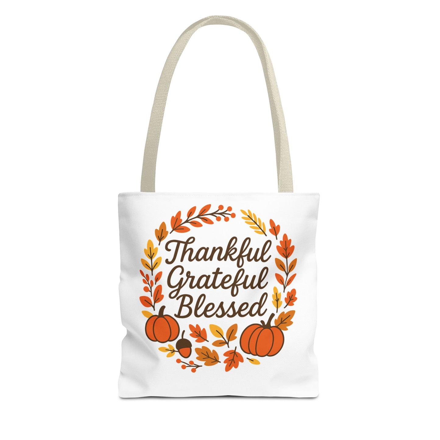 Thankful Grateful Blessed Autumn Tote Bag, Fall Shopping Bag, Gift for Thanksgiving, Eco-Friendly Bag, Harvest Decor