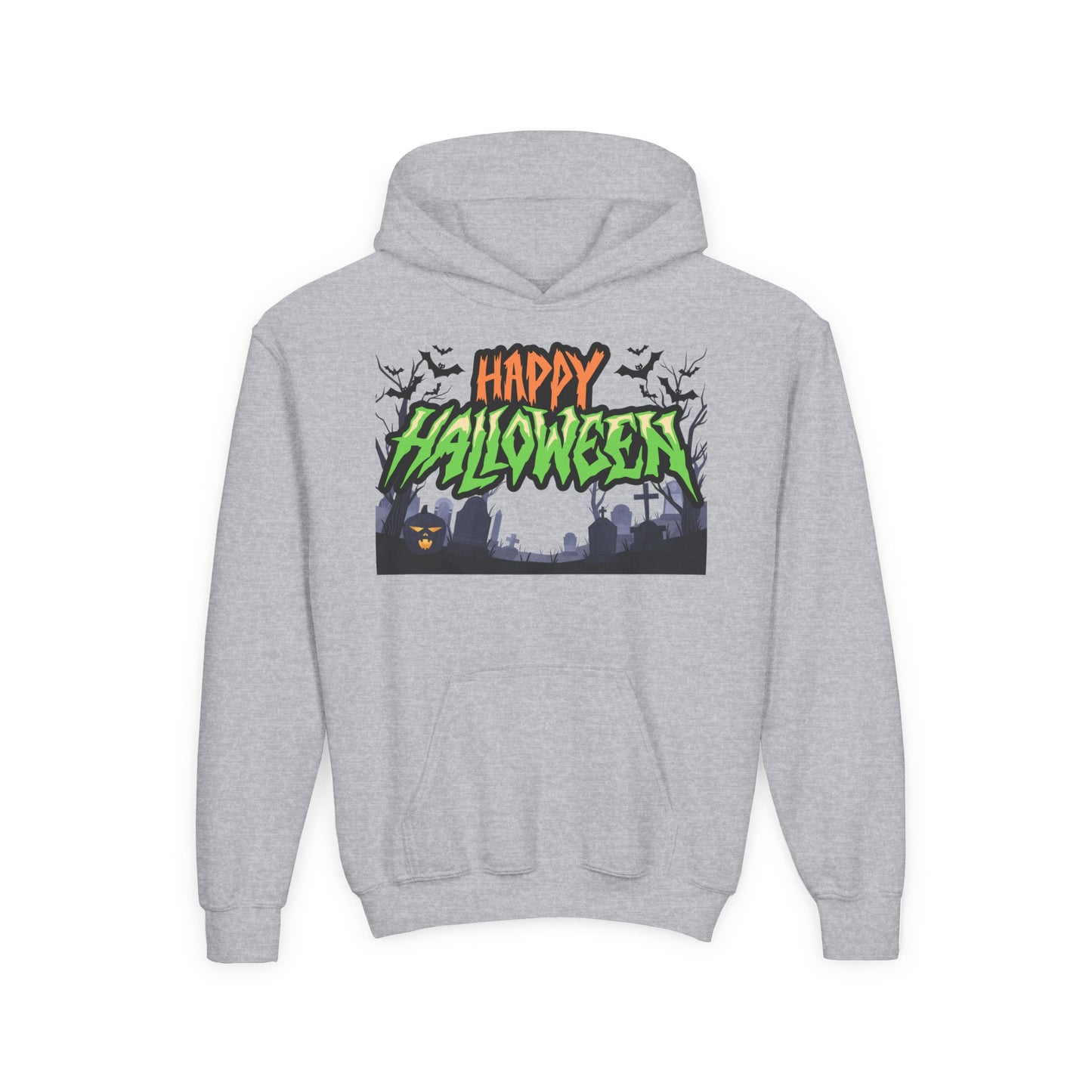 Halloween Youth Hoodie with 'Happy Halloween' Design, Cute Halloween [...]