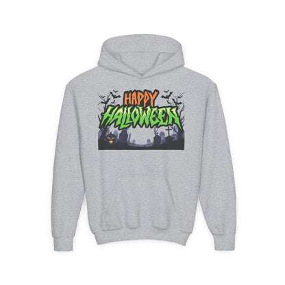 Halloween Youth Hoodie with 'Happy Halloween' Design, Cute Halloween [...]