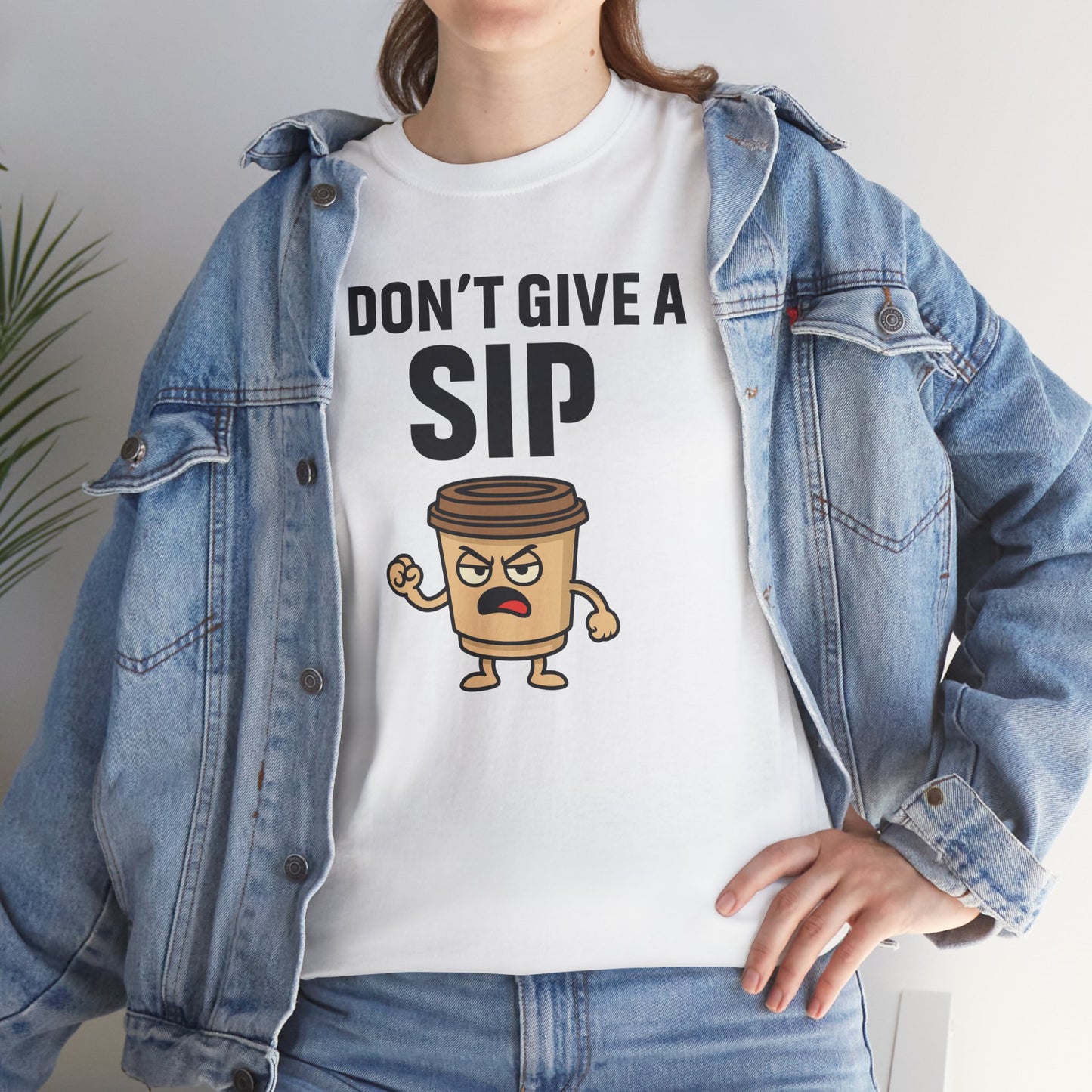 Coffee Cup Guy I Don't Give a Sip Unisex T-Shirt | Gift for Coffee Lovers, Humorous T-Shirt, Casual Office Wear