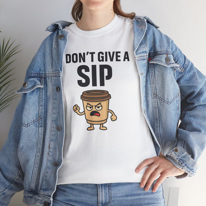 Coffee Cup Guy I Don't Give a Sip Unisex T-Shirt | Gift for Coffee Lovers, Humorous T-Shirt, Casual Office Wear