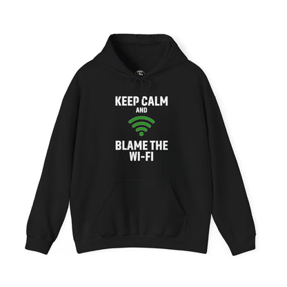 Keep Calm Blame the Wi-Fi Hoodie | Comfortable Unisex Hoodie for Internet Lovers, Gift for Tech Enthusiasts, Office Gift