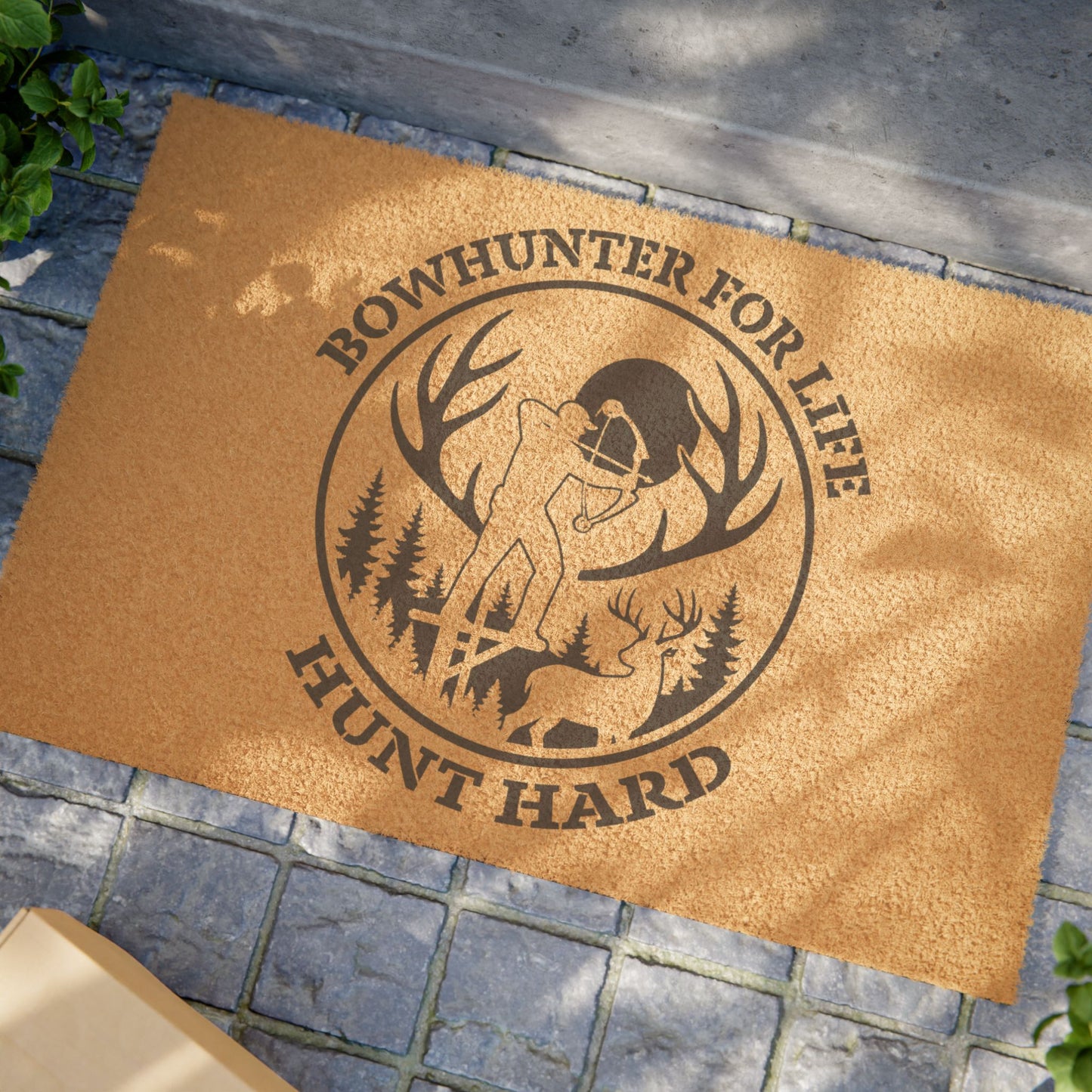 Hunting Doormat, Bowhunter Welcome Mat, Outdoor Decor, Gift for Hunters, Nature Lover Entrance Rug