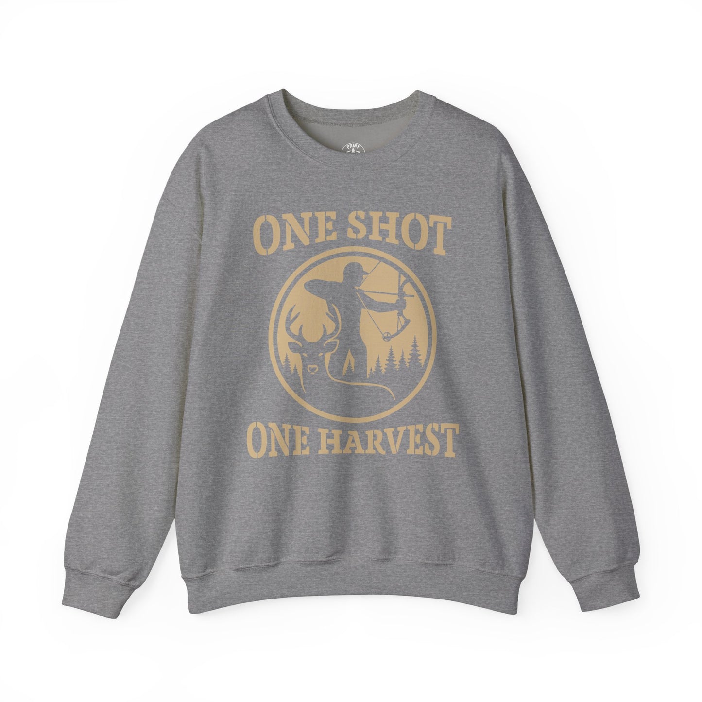 Rustic Hunter's Sweatshirt | One Shot One Harvest | Cozy Crewneck for Outdoor Lovers, Gift for Hunters, Fall Apparel, Nature Lover's Gift