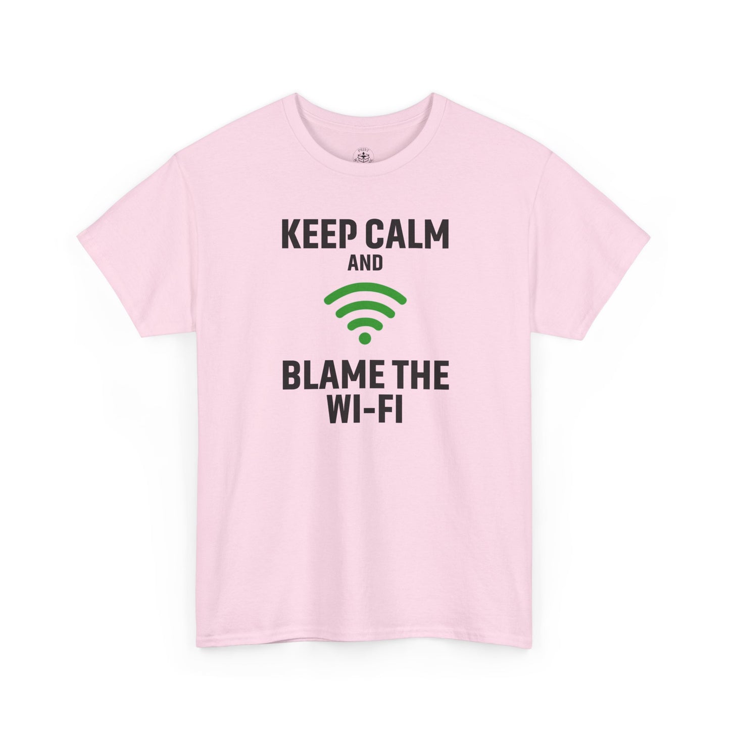 Keep Calm Blame the Wi-Fi Tee | Unisex Heavy Cotton Shirt for Tech Lovers, Funny Office Gift, Internet Humor Apparel, Casual Wear