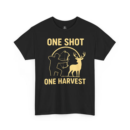 Hunting Enthusiast Tee, One Shot One Harvest T-Shirt, Gift for Hunters, Outdoor Adventure Wear, Casual Nature Lover Apparel
