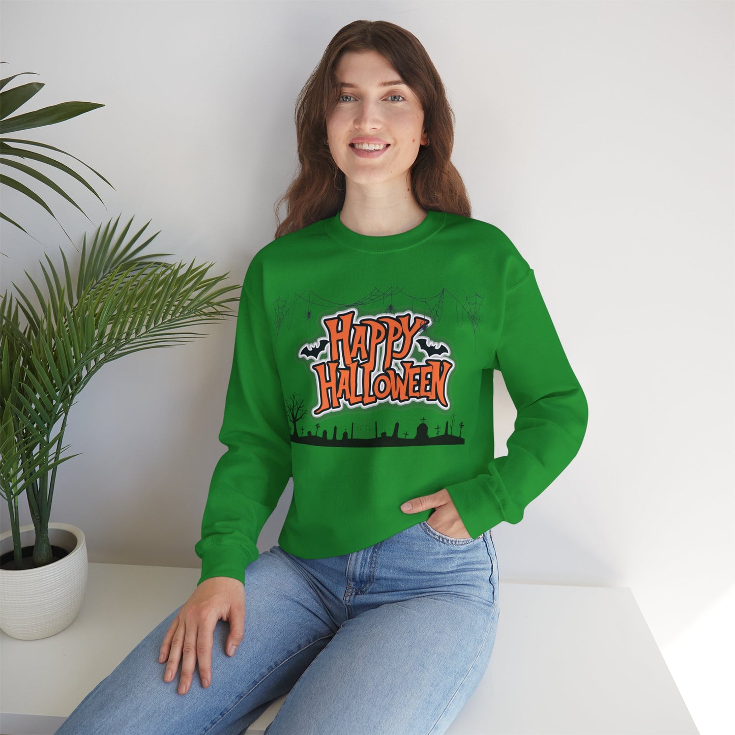 Happy Halloween Unisex Crewneck Sweatshirt, Fall Fashion, Halloween Attire, Cozy Sweatshirt, Spooky Season Apparel