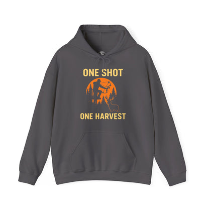 One Shot One Harvest Unisex Hoodie | Fall Apparel, Outdoor Gear, Gift for Hunters, Cozy Hoodie