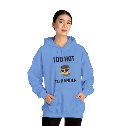 Coffee Cup Guy Too Hot To Handle Unisex Hoodie | Funny Gift, Cozy Graphic Hoodie, Casual Wear, Office Apparel