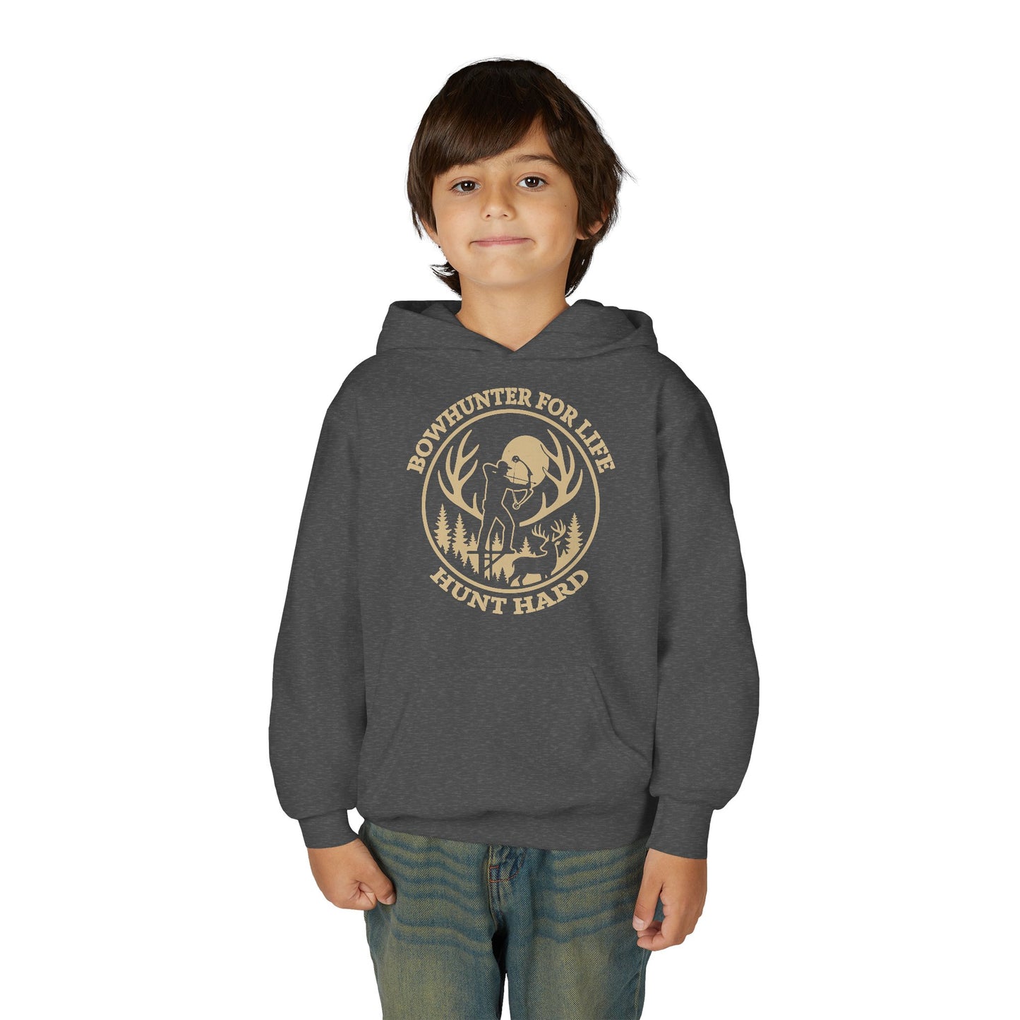 Bowhunter For Life Youth Unisex Hoodie | Perfect for Young Hunters, Outdoor Adventures, Gifts for Boys or Girls, Hunting Apparel
