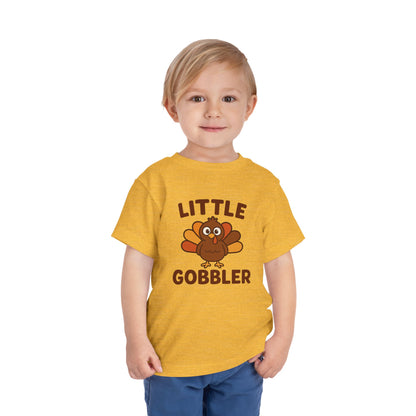 Little Gobbler Toddler Unisex T-Shirt | Thanksgiving Tee, Cute Turkey T-Shirt for Kids, Fall Family Celebration Wear